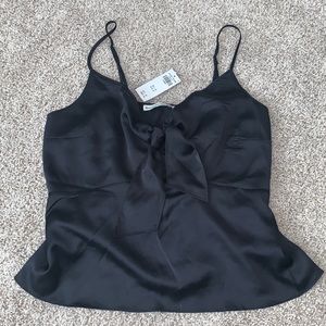 A&F satin tie front cami